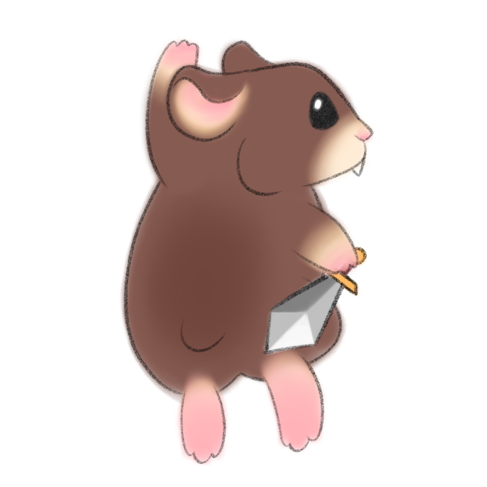 Illustration de Chouquette avec se petite épée, l'Hamster fictif de Camille